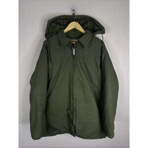 Vintage Work King Men 52 Hooded‎ Canvas Jacket Sherpa Lined Green Canada 2XL